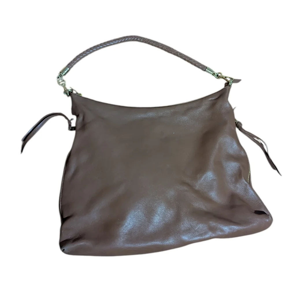 Soft Vegan Leather Braided Handle Slouchy Light Brown conceal And Carry Bag
